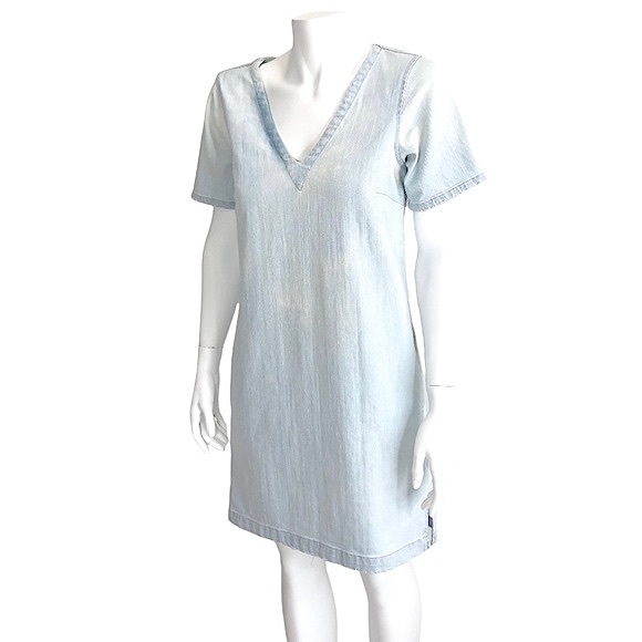 Current Elliott Splotchy Denim Dress in Avalanche - Picture 1 of 12